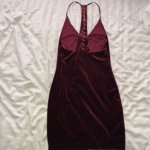 Kimchi blue red velvet dress, button up back